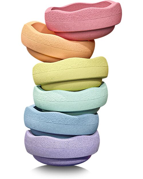 Stapelstein Original Rainbow Pastel - Recyclable Polypropylene - Ideal for balance exercises! Balance Toys_