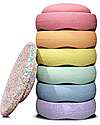 Stapelstein OUTLET - Set of 6 Stackable Elements + Board - Super Confetti Rainbow Pastel - Ideal for balance exercises - Showroom Sample Hair Accessories
