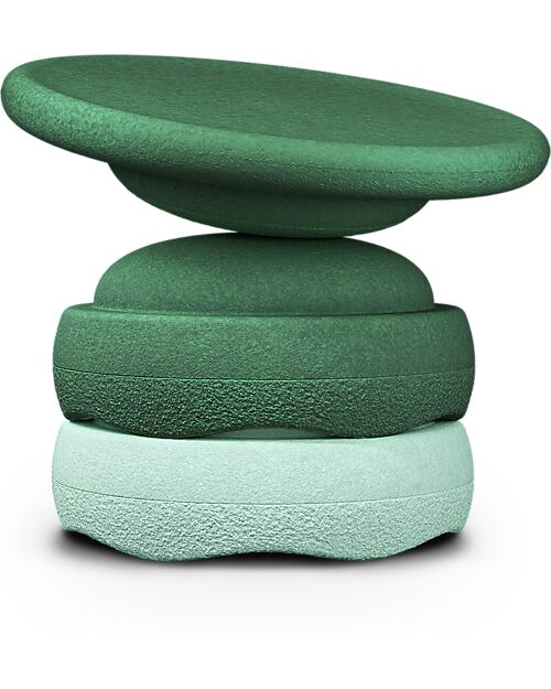 Stapelstein Set of 2 Stackable Elements + Balance Board - Green - Ideal for Balance Exercises Balance Toys_