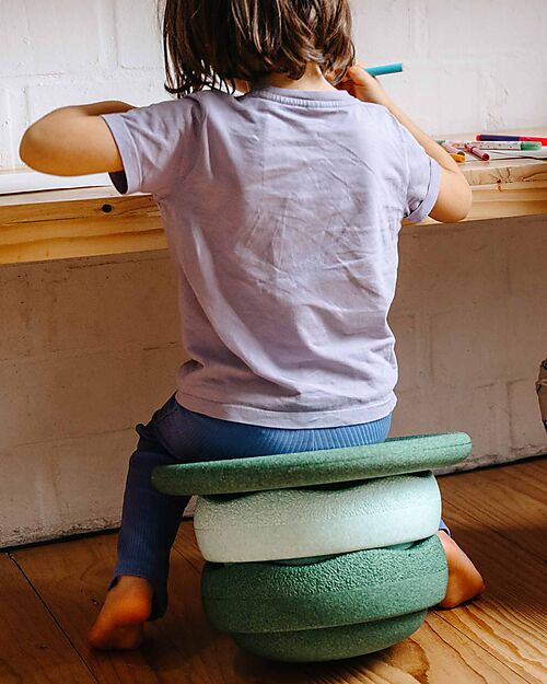 Stapelstein Set of 2 Stackable Elements + Balance Board - Green - Ideal for Balance Exercises Balance Toys_