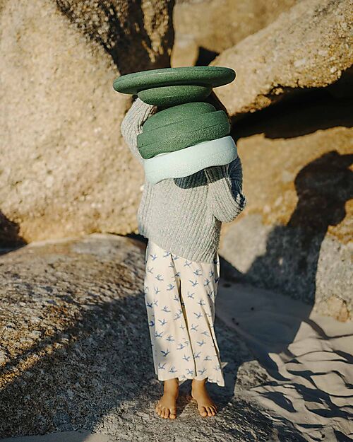 Stapelstein Set of 2 Stackable Elements + Balance Board - Green - Ideal for Balance Exercises Balance Toys_