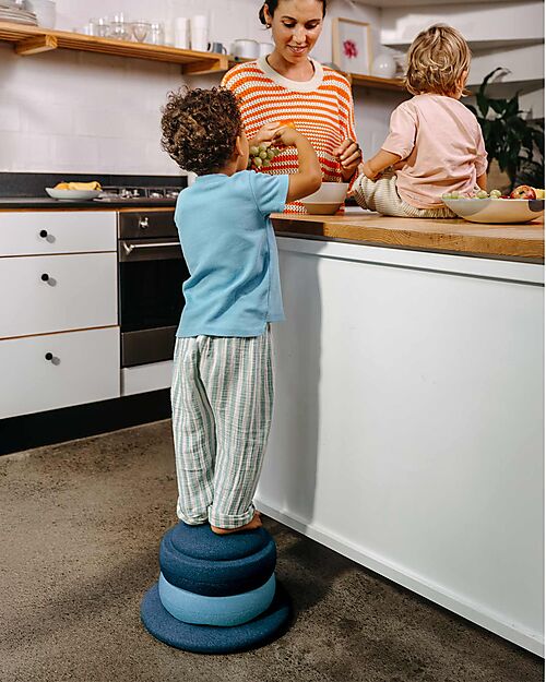 Stapelstein Set of 2 Stackable Elements + Balance Board - Water - Ideal for Balance Exercises Balance Toys_