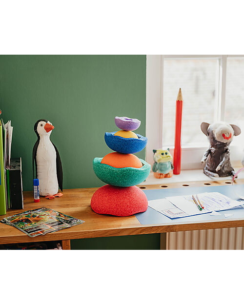 Stapelstein Set of 6 Balance Steps Inside - Rainbow Classic - Three Different Dimensions! Balance Toys_