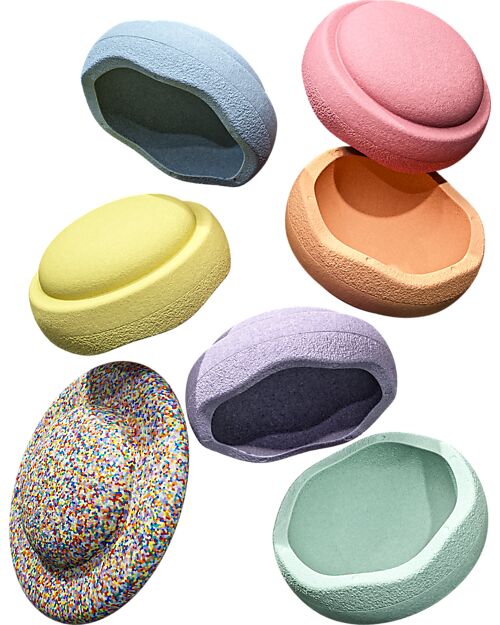 Stapelstein Set of 6 Stackable Elements + Board - Rainbow Pastel Edition - Ideal for balance exercises Balance Toys_