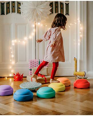Stapelstein Set of 6 Stackable Elements + Board - Rainbow Set - Classic - Blush Special - Ideal for Balance Exercises Balance Toys_