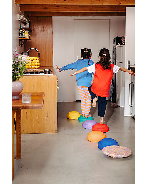 Stapelstein Set of 6 Stackable Elements + Board - Super Confetti Rainbow Classic - Ideal for balance exercises Balance Toys_