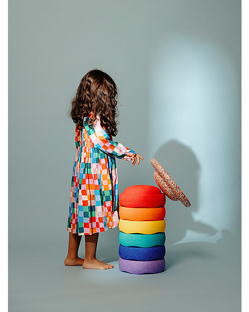 Stapelstein Set of 6 Stackable Elements + Board - Super Confetti Rainbow Classic - Ideal for balance exercises Balance Toys_
