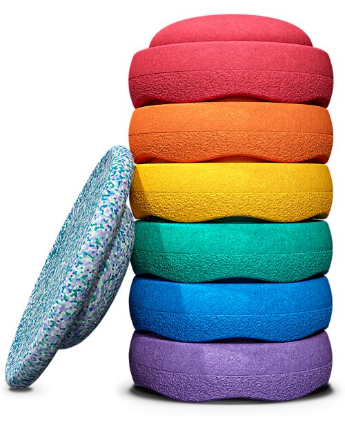 Stapelstein Set of 6 Stackable Elements + Board - Winter Special Rainbow Set - Classic - Ideal for Balance Exercises Balance Toys_