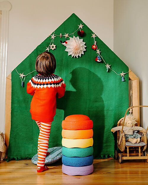 Stapelstein Set of 6 Stackable Elements + Board - Winter Special Rainbow Set - Classic - Ideal for Balance Exercises Balance Toys_