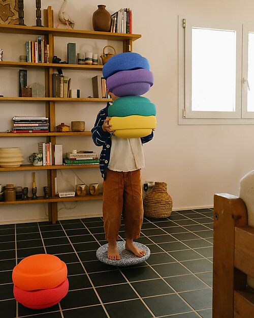 Stapelstein Set of 6 Stackable Elements + Board - Winter Special Rainbow Set - Classic - Ideal for Balance Exercises Balance Toys_