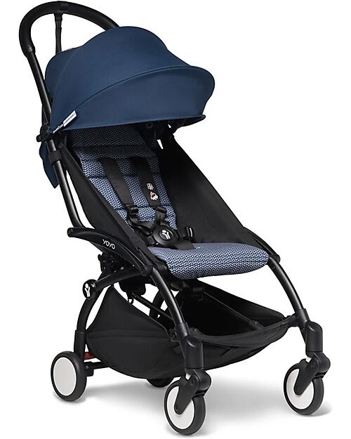Stokke BABYZEN YOYO 2 Stroller - Black Frame + Air France Blue Textile 6+ Lights Strollers