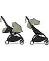 Stokke BABYZEN YOYO 2 Stroller Duo - Black Frame + Olive Textile o+ and 6+ Trio and Duo Strollers