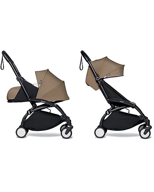 Stokke BABYZEN YOYO 2 Stroller Duo - Black Frame + Toffee Textile o+ and 6+ Trio and Duo Strollers