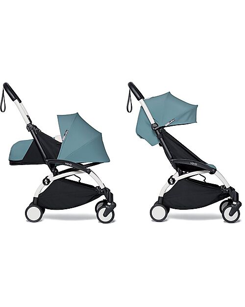 Stokke BABYZEN YOYO 2 Stroller Duo - White Frame + Aqua Textile o+ 