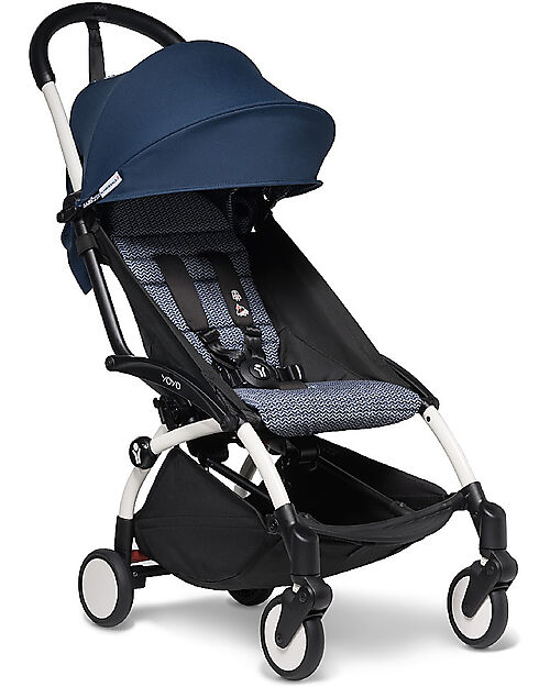 Stokke BABYZEN YOYO 2 Stroller - White Frame + Air France Blue  Textile 6+ Lights Strollers