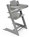 Stokke Beech Wood Tripp Trapp Evolutive Chair + Baby Set and Tray - Grey - 6M+ High Chairs
