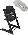 Stokke Beech Wood Tripp Trapp Evolutive Chair Black + Baby Set + Newborn Set High Chairs