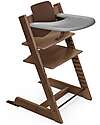 Stokke Beech Wood Tripp Trapp Evolutive Chair Brown + Baby Set and Grey Tray - 6M+ High Chairs