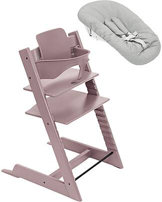Stokke Beech Wood Tripp Trapp Evolutive Chair Mauve + Baby Set + Newborn Set High Chairs