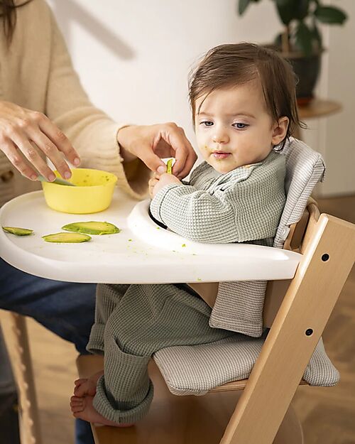 Stokke Beech Wood Tripp Trapp Evolutive Chair Natural + Baby Set and White Tray - 6M+ High Chairs