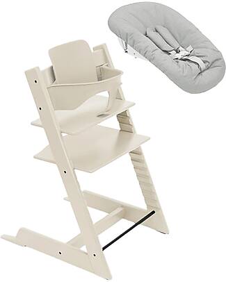 Stokke Beech Wood Tripp Trapp Evolutive Chair Vanilla + Baby Set + Newborn Set High Chairs