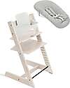 Stokke Beech Wood Tripp Trapp Evolutive Chair White + Baby Set + Newborn Set High Chairs