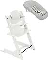 Stokke Beech Wood Tripp Trapp Evolutive Chair White + Baby Set + Newborn Set High Chairs