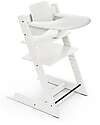 Stokke Beech Wood Tripp Trapp Evolutive Chair White + White Baby Set and Tray - 6M+ High Chairs