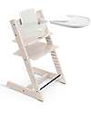 Stokke Beech Wood Tripp Trapp Evolutive Chair White + White Baby Set and Tray - 6M+ High Chairs
