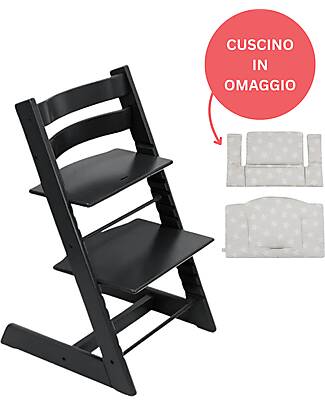 Stokke Beech Wood Tripp Trapp High Chair Black + Star Silver Cushion For Free! High Chairs