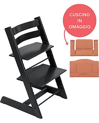 Stokke Beech Wood Tripp Trapp High Chair Black + Terracotta Cushion For Free! High Chairs