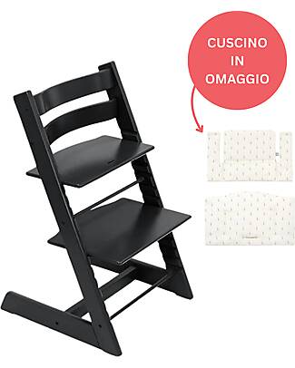 Stokke Beech Wood Tripp Trapp High Chair Black + Wheat Cream Cushion For Free! High Chairs