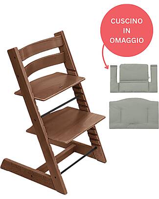 Stokke Beech Wood Tripp Trapp High Chair Brown + Glacier Green Cushion For Free! High Chairs