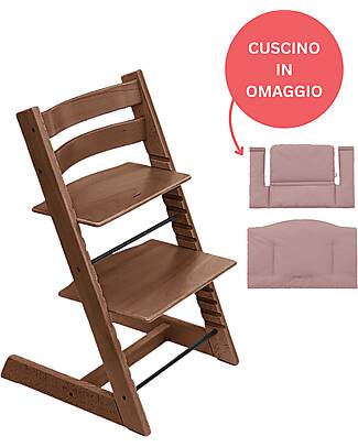 Stokke Beech Wood Tripp Trapp High Chair Brown + Mauve Cushion For Free! High Chairs