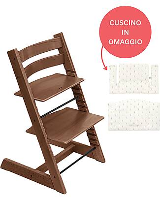 Stokke Beech Wood Tripp Trapp High Chair Brown + White Wheat Cushion For Free! High Chairs