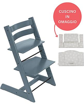 Stokke Beech Wood Tripp Trapp High Chair Fjord Blue + Star Silver Cushion For Free! High Chairs
