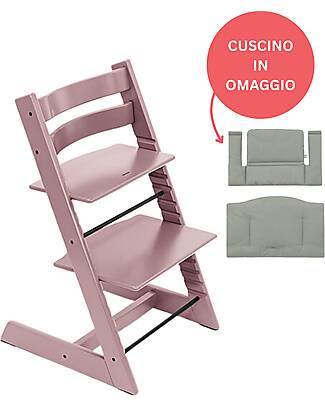 Stokke Beech Wood Tripp Trapp High Chair Mauve + Glacier Green Cushion For Free! High Chairs