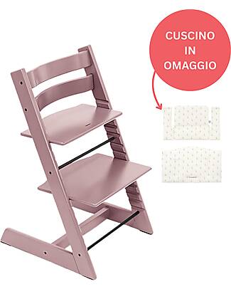 Stokke Beech Wood Tripp Trapp High Chair Mauve + Wheat Cream Cushion For Free! High Chairs