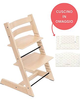 Stokke Beech Wood Tripp Trapp High Chair Natural + Wheat Cream Cushion For Free! High Chairs