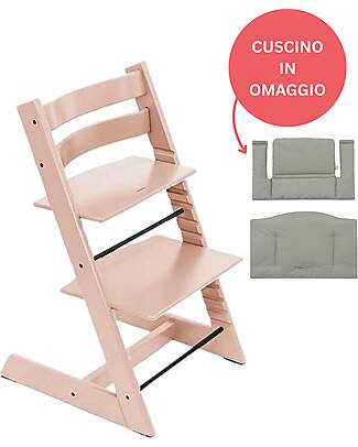 Stokke Beech Wood Tripp Trapp High Chair Serene Pink + Glacier Green Cushion For Free! High Chairs