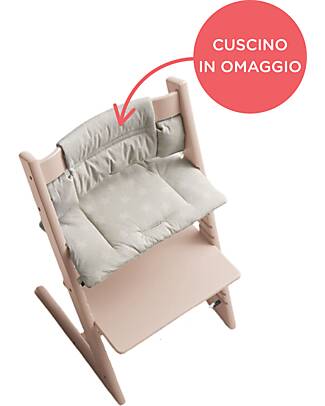 Stokke Beech Wood Tripp Trapp High Chair Serene Pink + Star Silver Cushion For Free! High Chairs