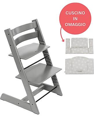Stokke Beech Wood Tripp Trapp High Chair Storm Grey + Star Silver Cushion For Free! High Chairs