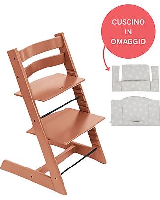 Stokke Beech Wood Tripp Trapp High Chair Terracotta + Star Silver Cushion For Free! High Chairs