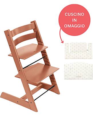 Stokke Beech Wood Tripp Trapp High Chair Terracotta + Wheat Cream Cushion For Free! High Chairs