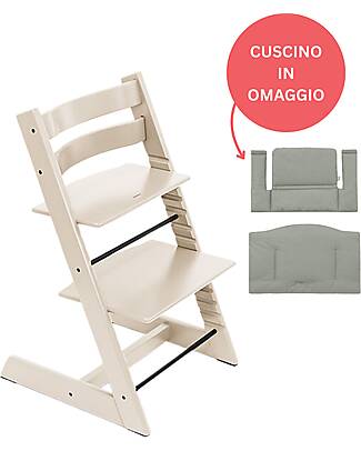 Stokke Beech Wood Tripp Trapp High Chair Vanilla + Glacier Green Cushion For Free! High Chairs