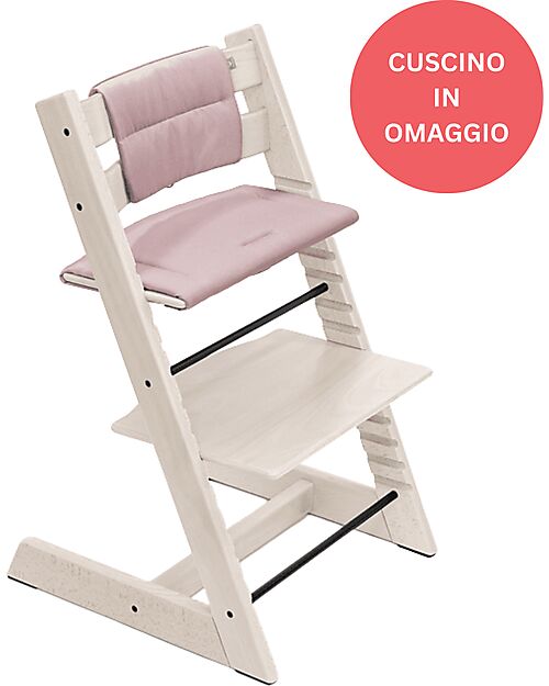 Stokke Beech Wood Tripp Trapp High Chair Vanilla Mauve Cushion