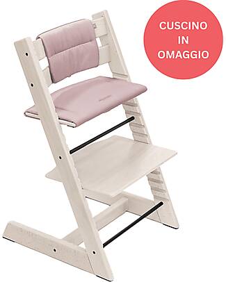 Stokke Beech Wood Tripp Trapp High Chair Vanilla + Mauve Cushion For Free! High Chairs