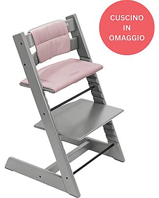 Stokke Beech Wood Tripp Trapp High Chair White + Mauve Cushion For Free! High Chairs