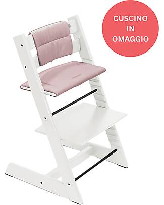 Stokke Beech Wood Tripp Trapp High Chair White + Mauve Cushion For Free! High Chairs
