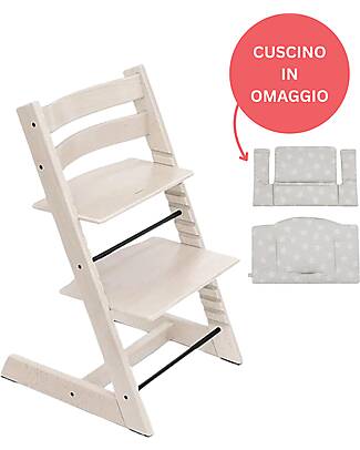 Stokke Beech Wood Tripp Trapp High Chair White + Star Silver Cushion For Free! High Chairs